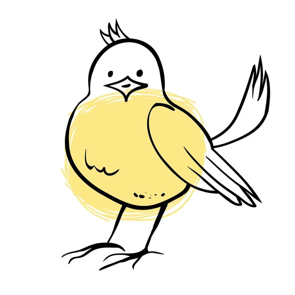 Roztomilý Kreslený Pták Kreslený Charakter Lineární Vzor Vektorech — Stockový vektor