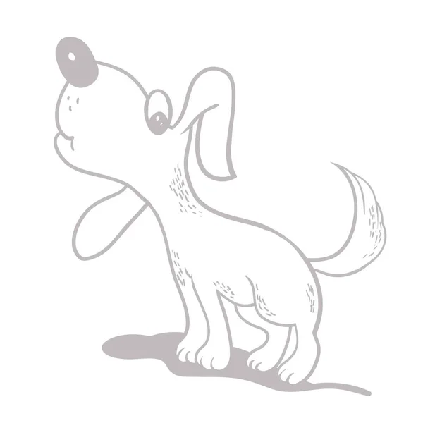 Cute Cartoon Pies Postać Kreskówek Cyfrowy Czarno Biały Rysunek Wektorze — Wektor stockowy