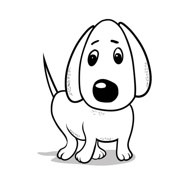 Симпатичная Мультяшная Собака Персонаж Мультфильма Цифровой Черно Белый Рисунок Векторе — стоковый вектор