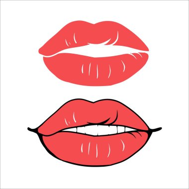 Çizimler baştan çıkarıcı seksi dudaklar bir dizi, vektör renkli çizim