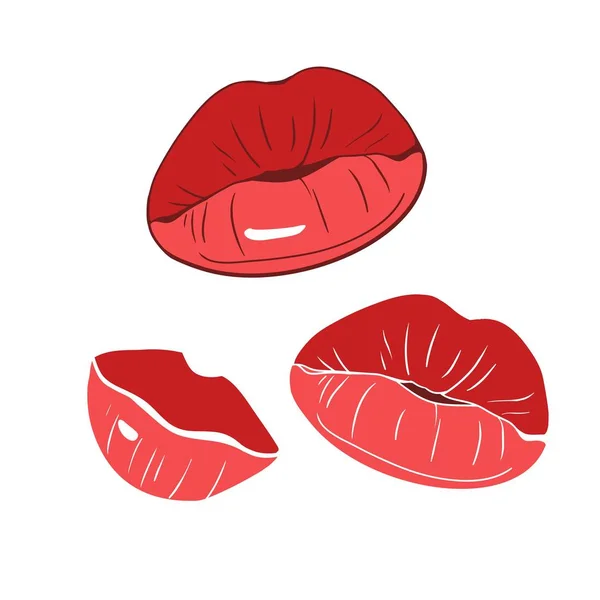 魅惑的なセクシーな唇 ベクトルで色付きの図面のセット — ストックベクタ
