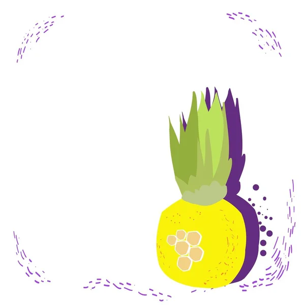 Ananas, tropikal meyve, vektör karikatür illüstrasyon
