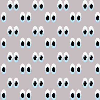 Bebek dekoru, sevimli karikatür gözleri ile dikişsiz desen, basit vektör çizim.