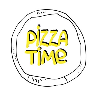 Doğrusal gıda çizimleri, pizza malzemeleri, pizza, restoran iş reklam için ayarlanmış pizza,