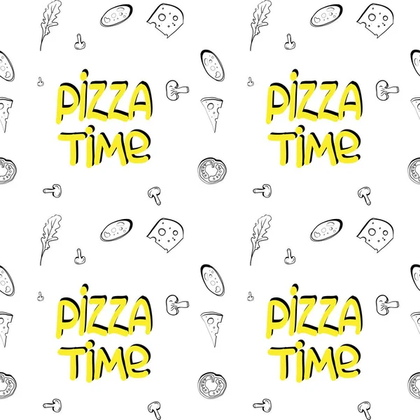 Bezešvé Vzory Kresby Téma Potraviny Pizzerie Design Obalů Vektorová Ilustrace — Stockový vektor