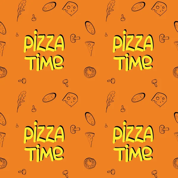 Sömlösa Mönster Ritningar Temat Mat Pizzeria Förpackningsdesign Vektor Illustration — Stock vektor