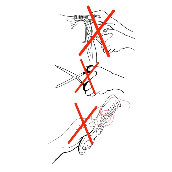 Tekeningen Symbolen Voor Advertenties Voor Kappers Haarverzorgingsproducten Vector Lijntekeningen — Stockvector