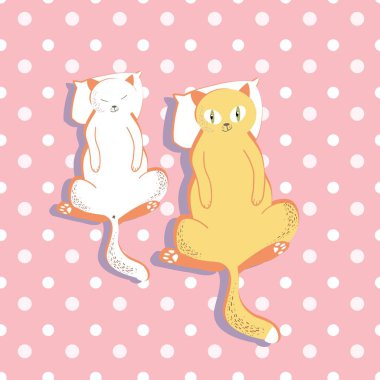 Dekoratif baskı kedi ve arka plan, bezelye içinde Dikişsiz desen, vektör