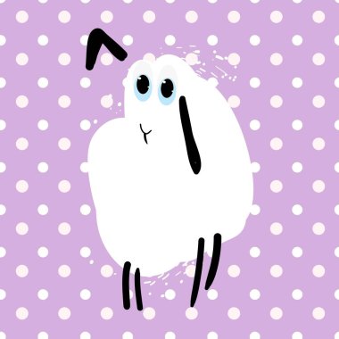 Dekoratif baskı karikatür koyun ve arka plan, bezelye Dikişsiz desen, vektör