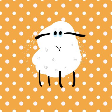 Dekoratif baskı karikatür koyun ve arka plan, bezelye Dikişsiz desen, vektör