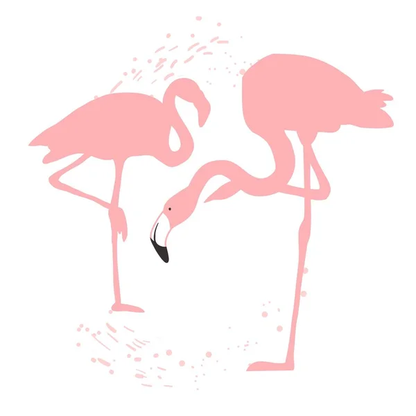 Roze Flamingo Silhouet Kudde Van Flamingo Tekening Vector Illustratie — Stockvector