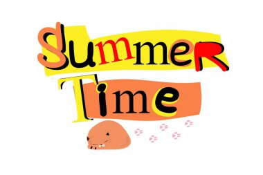 Tabela reklam yaz zaman, yazı, ve bir uyku kedi çizim, vektör illüstrasyon