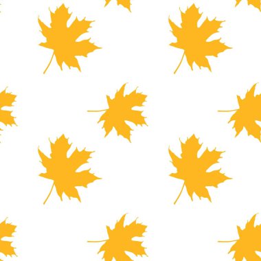 Akçaağaç yaprağı, dikişsiz desen, sonbahar sarısı, paslı tonları, vektör illüstrasyon