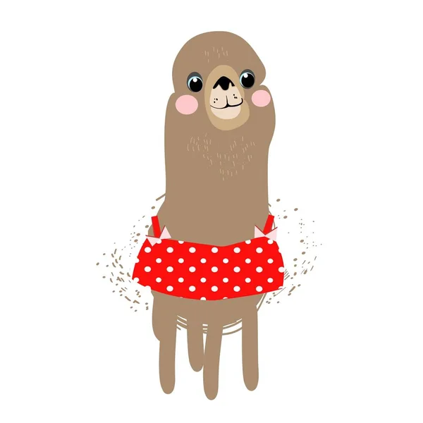 Lama Alpaca Personaje Cuento Hadas Infantil Dibujado Mano Imagen Vectorial — Archivo Imágenes Vectoriales