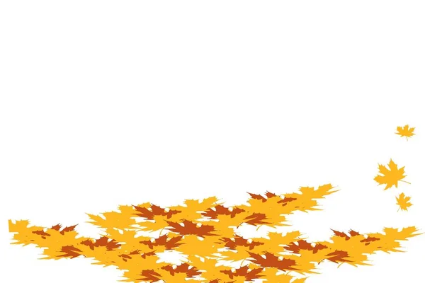 Background Yellow Maple Leaves Drawn Vector Autumn Time — Stock Vector