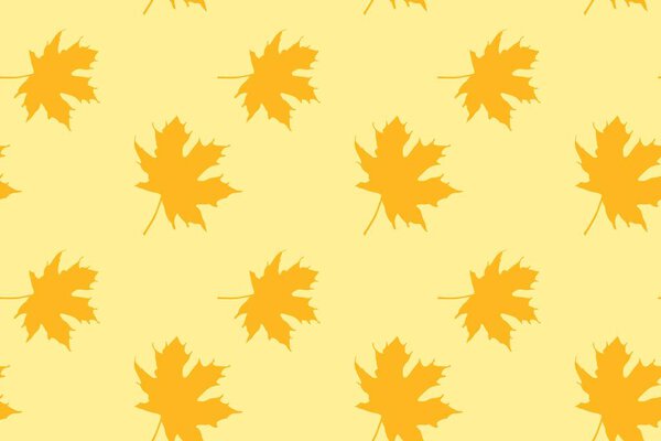 Maple leaf, seamless pattern, autumn yellow, rusty tones, vector illustration