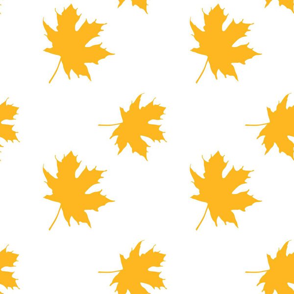 Maple leaf, seamless pattern, autumn yellow, rusty tones, vector illustration