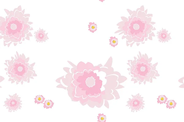 Autumn Soft Pink Flowers Chrysanthemums Seamless Pattern Fabric Design Vector — Stock Vector