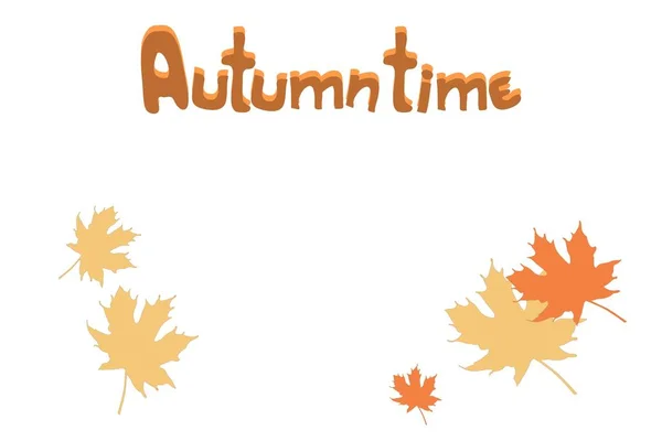 Autunno Sfondo Cornice Lettering Tempo Autunno Illustrazione Vettoriale — Vettoriale Stock