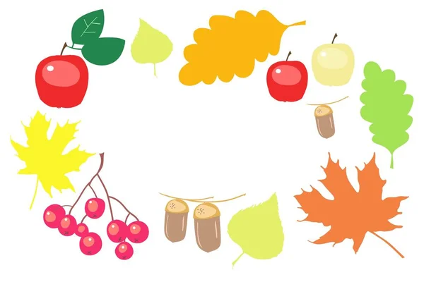 Herfst Achtergrond Decoratief Frame Gele Bladeren Vector Illustratie — Stockvector