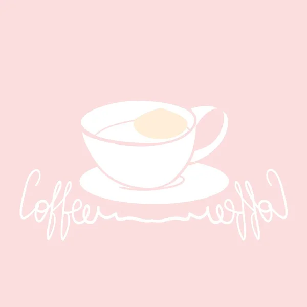 Taza Café Dibujo Sobre Fondo Rosa Pálido Diseño Página Impresa — Archivo Imágenes Vectoriales