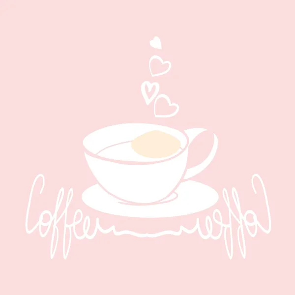 Coupe Dessin Café Sur Fond Rose Pâle Conception Page Imprimée — Image vectorielle