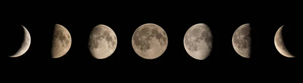 Dolunay Siyah Aya Siyah Moon Tekrar Aşamalarını Kolaj — Stok fotoğraf