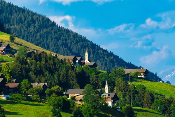 Typical Alpine Villages Tyrol Alps Sunset — Stock Photo, Image