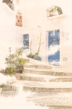 Sanatsal yumuşak sulu boya tarzı romantik manzara