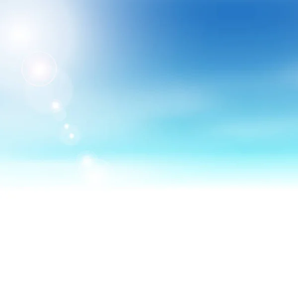 蓝色天空背景褪色到白色 抽象夏天主题与明亮的太阳 — 图库矢量图片