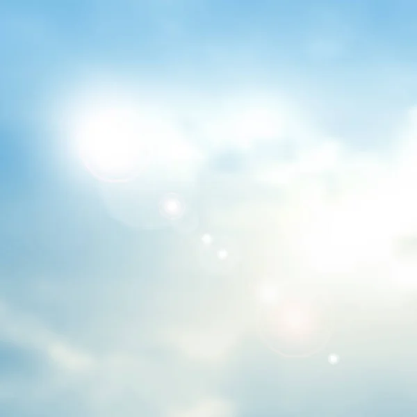 蓝色夏天天空背景与透镜耀斑 抽象夏天概念 — 图库矢量图片