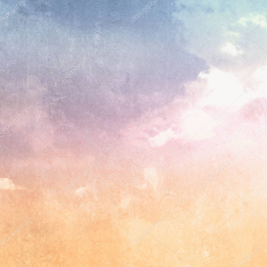 Watercolor background with abstract retro sky texture