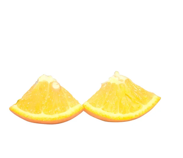 Two Triangle Slices Orange Isolated White Background — Stock Photo, Image