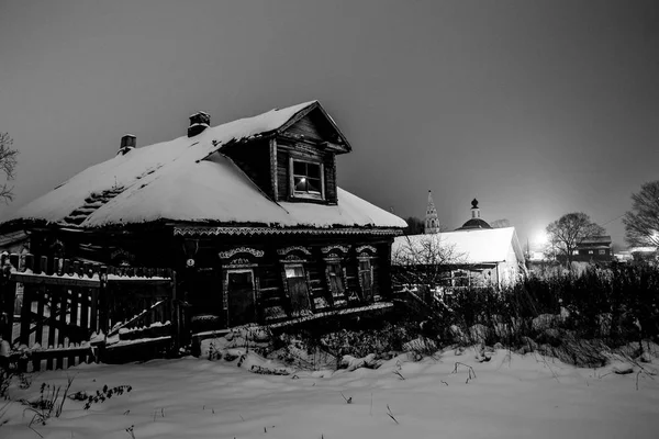 Casa Inverno Luz Não Muito Brilhante — Fotografia de Stock