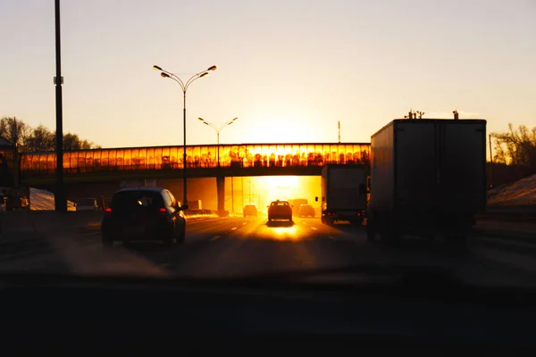 Puesta Sol Ciudad Una Luz Bastante Brillante —  Fotos de Stock