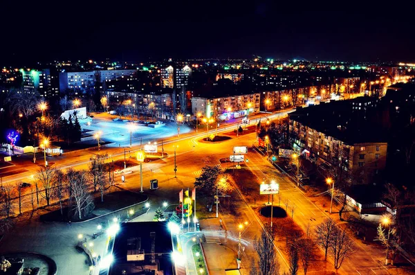 Miasto Nocy Świetle Blaknięcie — Zdjęcie stockowe