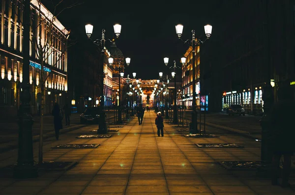 Rua Noite Luz Brilhante — Fotografia de Stock