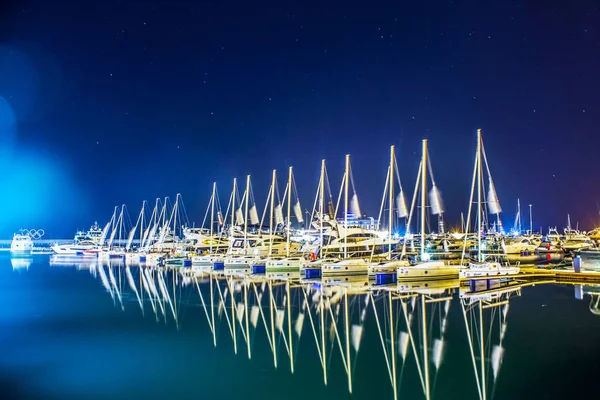 Sailboats Harbor Fading Light — Stock Photo, Image