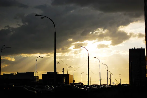 Centrale Nucléaire Coucher Soleil Dans Une Lumière Plutôt Vive — Photo