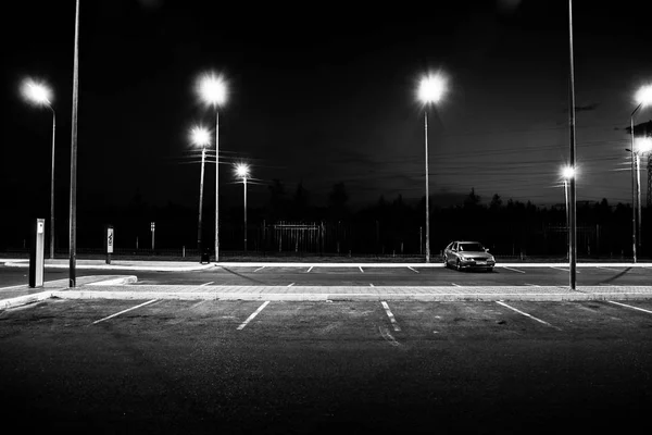 Κίνηση Νύχτα Ένα Ξεθωριασμένο Φως — Φωτογραφία Αρχείου