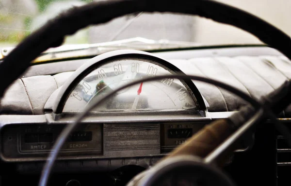dashboard and steering wheel in fading light