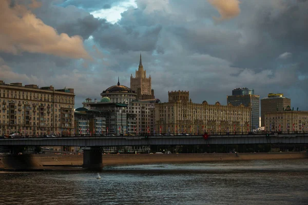 Nachtansicht Von Moskau Russland Nicht Hellem Licht — Stockfoto