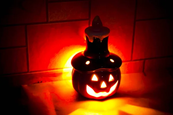 Halloween Pumpkin Dark Bright Light — Stock Photo, Image