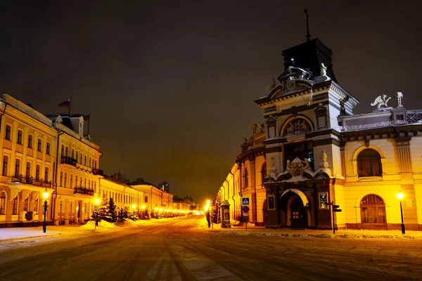 Visão Noturna Cidade Velha Gdansk Poland Uma Luz Desvanecendo — Fotografia de Stock