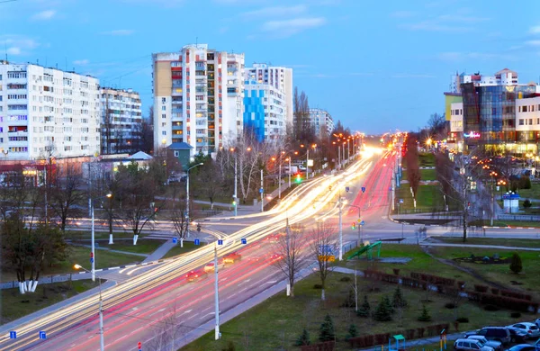 Рух Гонконгу Вночі Яскраве Світло — стокове фото