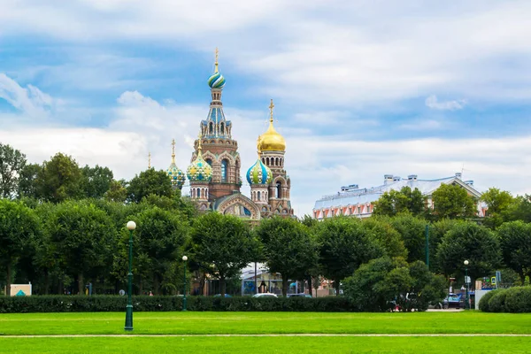 Церква Спасителя Пролиту Кров Санкт Петербург Росія Загасання Світла Стокова Картинка