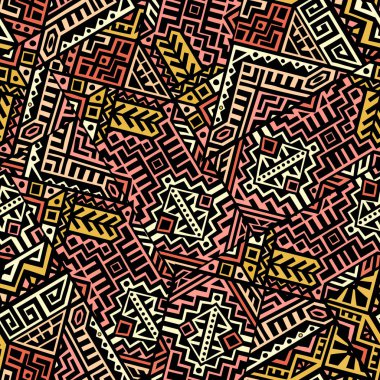 Popüler etnik tarzda oluşturulan geometrik Dikişsiz desen. Benzersiz boho kiremit. Tekstil tasarımı, ambalaj kağıdı, duvar kağıdı, site arka zemin ve ekranlar için mükemmel.