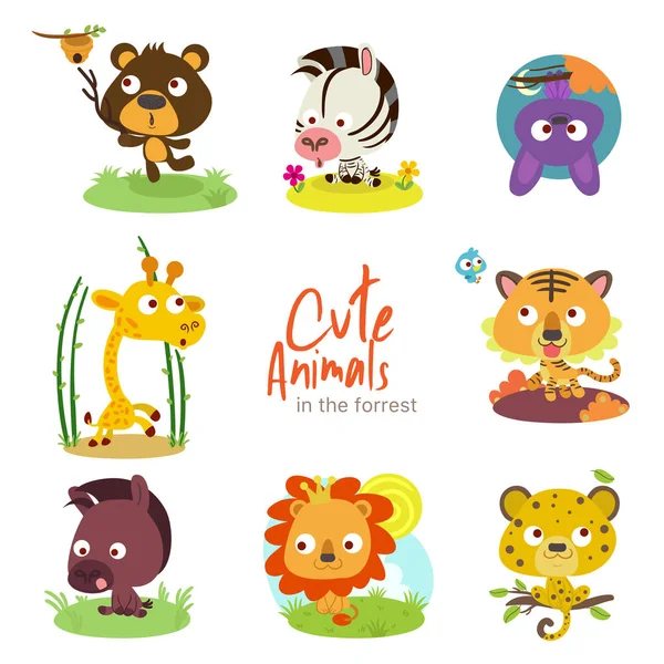 Illustrations Some Cute Animals Bit Scenery Your Graphic Resources — Stock Vector
