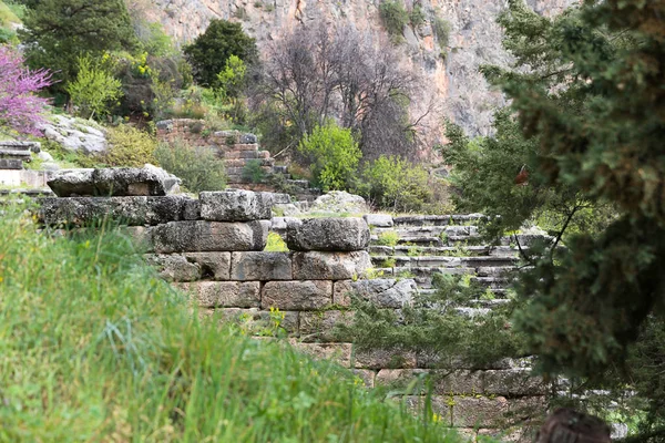 Ruïnes Van Oude Tempel Van Apollo Delphi Griekenland Europa — Stockfoto