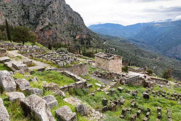 Tesoro Los Atenienses Antigua Ciudad Delfos Grecia Europa — Foto de Stock